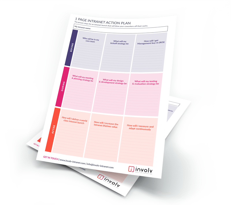 Intranet Action Plan mockup