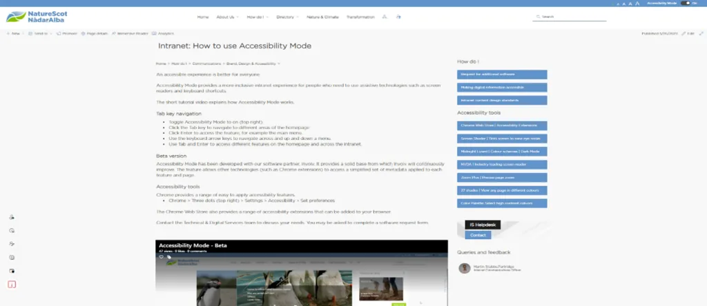Het Involv intranet van NatureScot