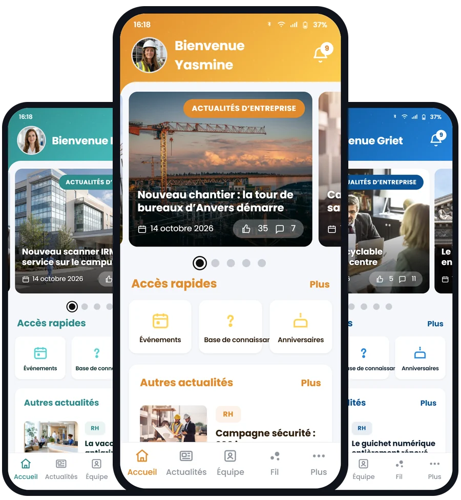 L’application mobile Involv aux couleurs de trois entreprises différentes
