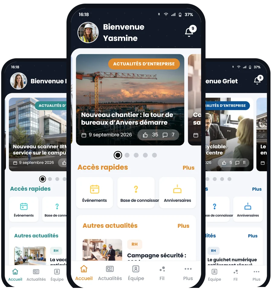 L’application mobile Involv aux couleurs de trois entreprises différentes