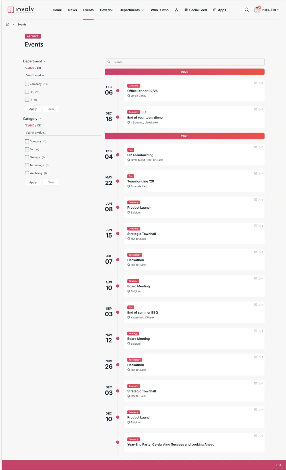 Events: An events page with upcoming events, plus 2 event templates.